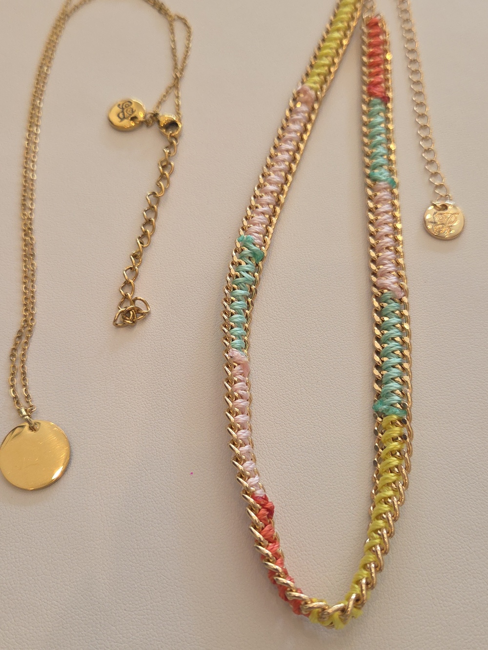 Boho Goldtone Layered Necklace Set with Braided Chain - Picture 3 of 3